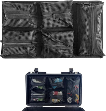 UPGRADED LAFENLIN Lid Organizer for Pelican 1535 Case, 5 Mesh Pockets Storage Organizer, Fits Camera Cases, Diving Dry Boxes, Hard Cases & Toolboxes, Includes Screws & Velcro, Durable, Thickening Mesh