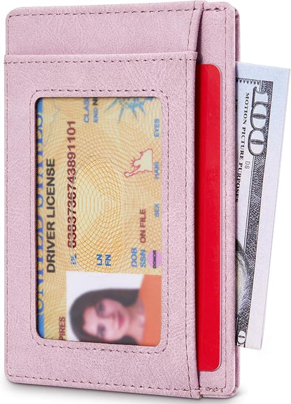 Travelambo Slim Wallet Front Pocket Minimalist Leather RFID Blocking Medium Size