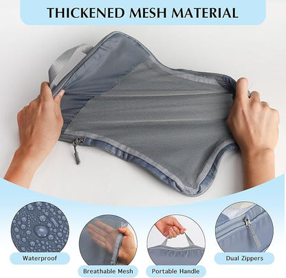 Lightweight Compression Packing Cubes for Suitcases, Compressible Expandable Travel Packing Organizer with Clear Toiletries and Backpack Bag, Travel Essentials for Carry on Luggage 7 Set