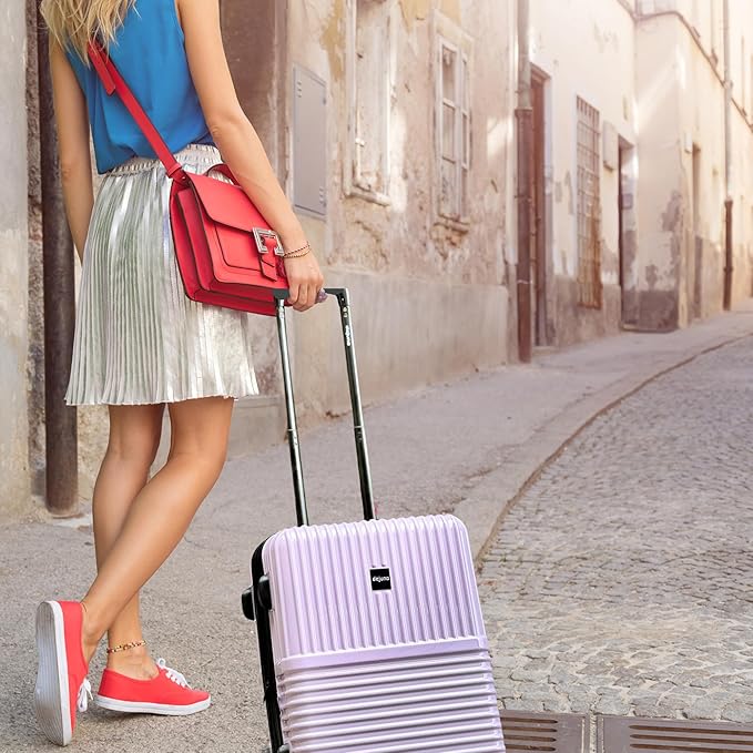 World Traveler Dejuno Tonal 20-Inch Carry-On Polycarbonate Lightweight Hardside Expandable Spinner Luggage Suitcase with TSA Lock - Lavender