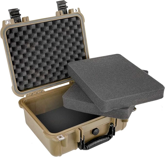 Eylar Protective Camera Hard Case Water & Shock Proof with Foam 13.37 inch 11.62 inch 6 inch Tan (Tan)