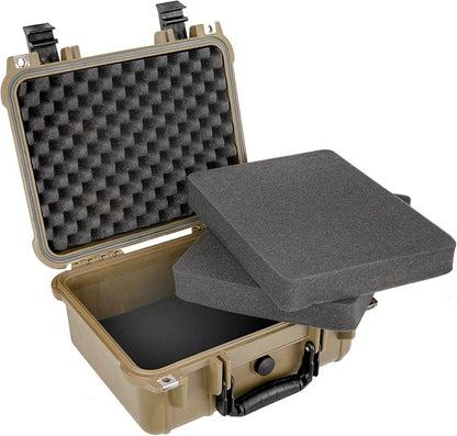 Eylar Protective Camera Hard Case Water & Shock Proof with Foam 13.37 inch 11.62 inch 6 inch Tan (Tan)