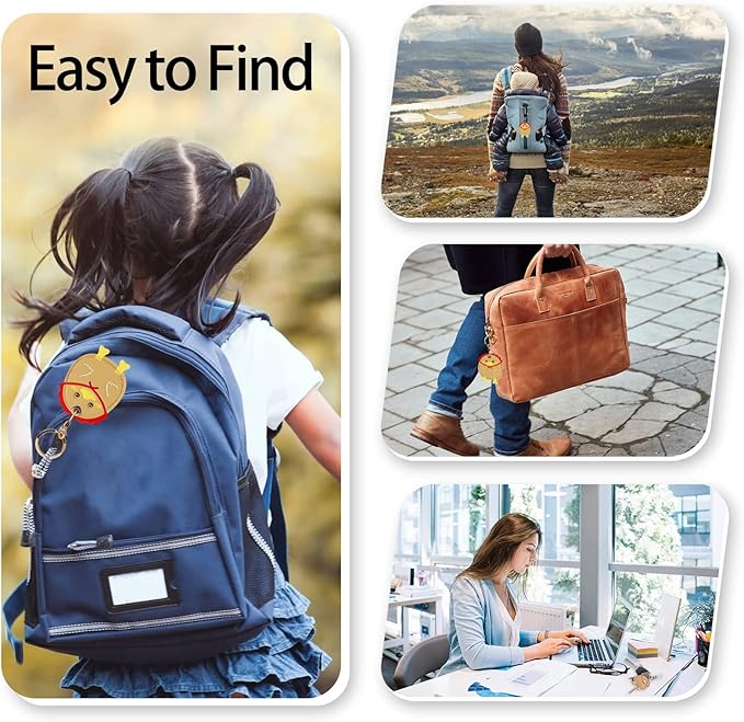Leather Keychain Case Holder Compatible with Apple AirTag, GPS Airtag Keychain Finder Tracker with Key Ring, Anti-Scratch Protective Air Tag Cover