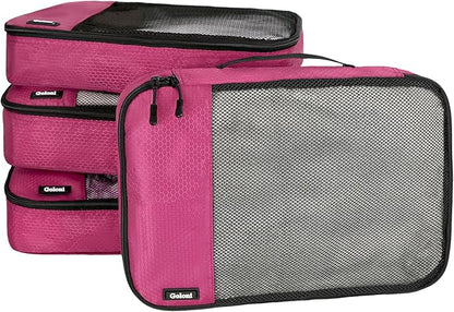 Packing Cubes for Travel Essentials,4 Set Packing Cubes for Suitcases,Lightweight Mesh Luggage Organizer Bag,Pink