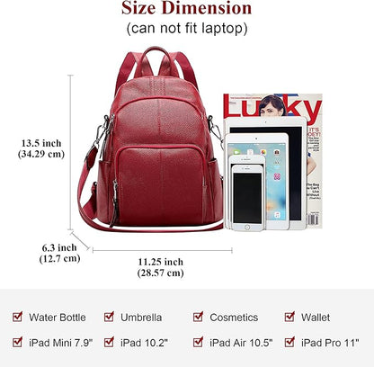 ALTOSY Soft Leather Backpack Purse For Women -theft Backpacks Versatile Shoulder Bag（S81 Red Wine）