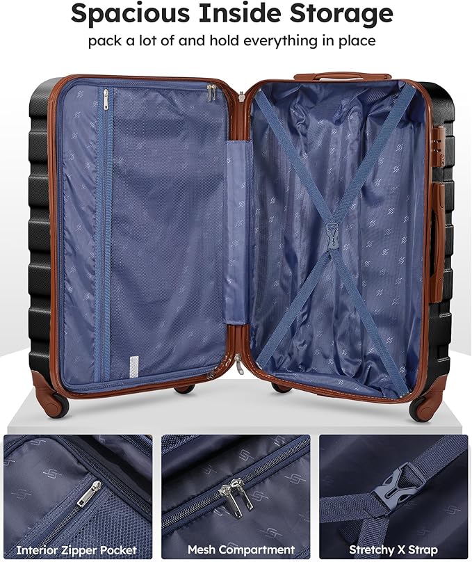 Suitour 2 Piece Luggage Sets,Hard Shell Carry on Luggage and Lightweight 28 inch Checked Luggage for Travel (20 in/28in)