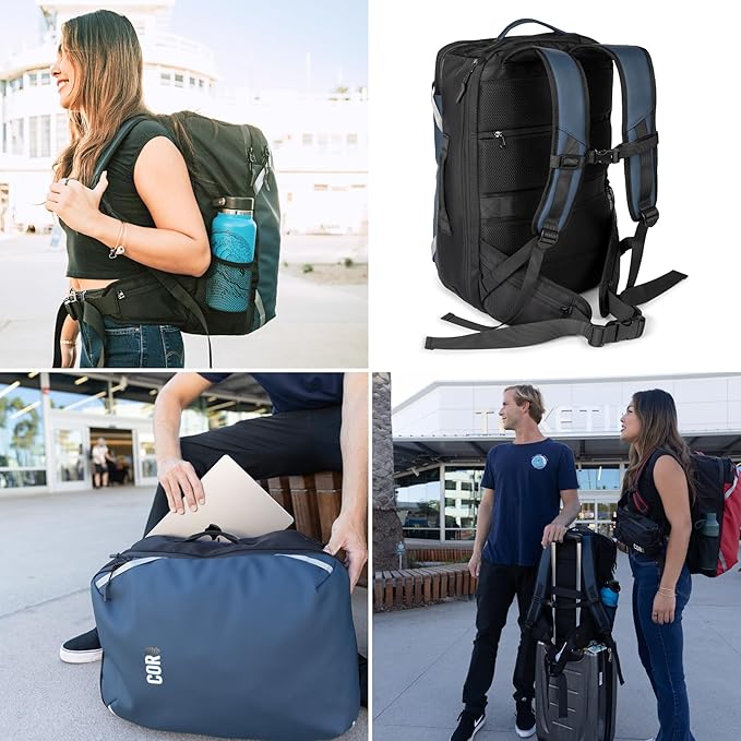 Carry On Travel Backpack Bundle | Island Hopper Travel Backpack with Toiletry Bag and Compression Packing Cube Set