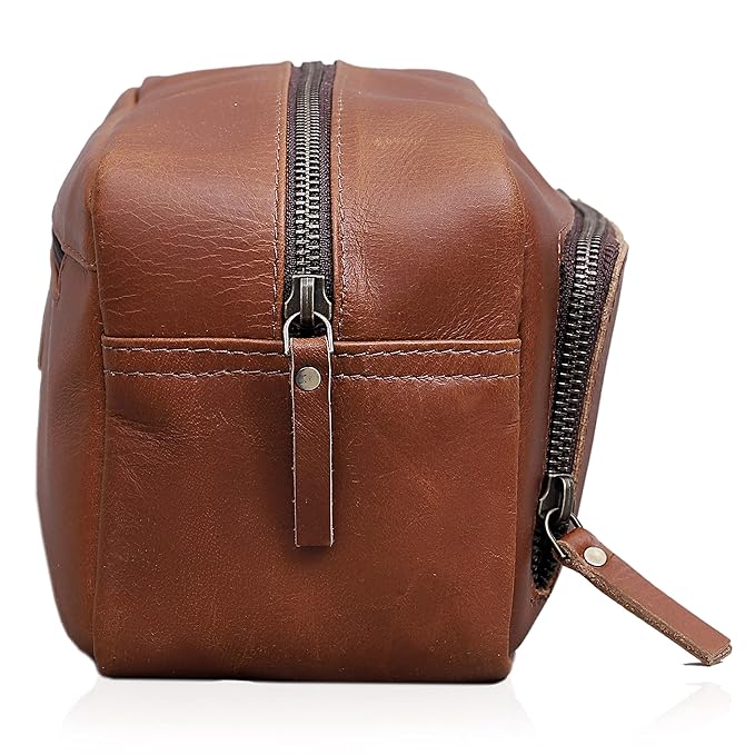 cuero Men's Toiletry Bag Leather Travel Toiletry Bag Dopp Kit for Men Shaving Bag for Travel Accessories 101 YEAR QUALITY REPLACEMENT WARRENTY