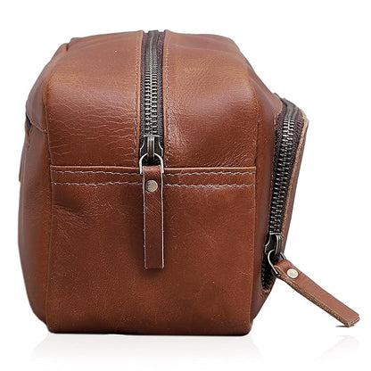 cuero Men's Toiletry Bag Leather Travel Toiletry Bag Dopp Kit for Men Shaving Bag for Travel Accessories 101 YEAR QUALITY REPLACEMENT WARRENTY
