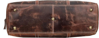 Leather 24 Inch Duffle Bag for Men and Women Large Carry On Luggage Weekender Travel Overnight Gym Sports Bag for Airplanes