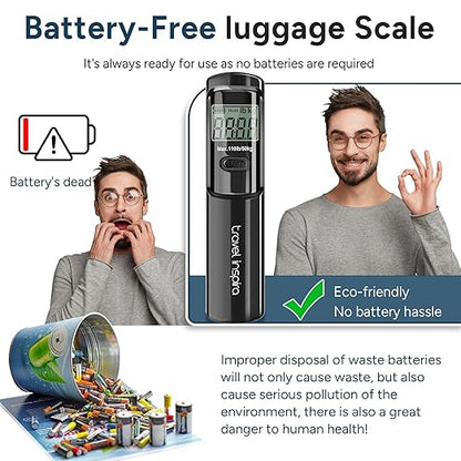 Battery-Free Luggage Scale, Suitcase Scale for Travel, 110 lbs/50 kg, Portable Handheld Weight Scale, No Batteries Needed