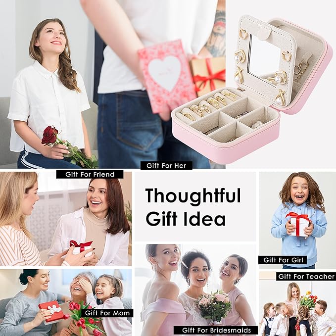 Birthday Gifts For Women - Initial Jewelry Box, Travel Jewelry Case, Small Travel Organizer, Bridesmaid Gifts