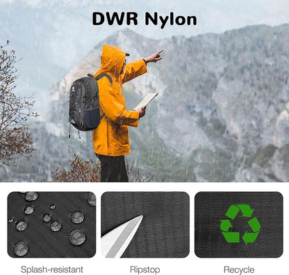 25L Small Hiking Backpack Daypack for Men, Waterproof Outdoor Backpack with Chest Strap for Camping, Black