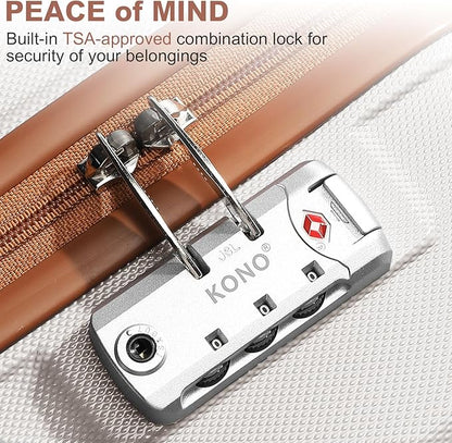 Kono 20'' Carry on Luggage with Spinner Wheel TSA Lock, Lightweight PC+ABS Hardside Luggage Small Carry on Suitcase White