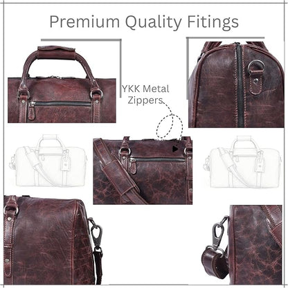Leather Duffel Bag for Men & Women Travel, Weekend, Overnight, Gym Bag