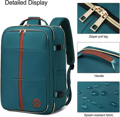40L Travel Laptop Backpack for Women & Men, Airline Approved Carry On Luggage Overnight Bags, Waterproof Personal Item Bag, Weekender Essentials Backpacks Vacuum Backpack Dark Green