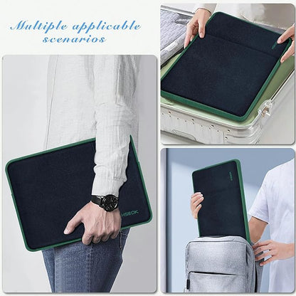 Slim Laptop Case 13.3 14 inch Sleeve, Rainproof & Shockproof Carrying Case for Notebooks Compatible with MacBook Pro 14" and All Models 13.3" MacBook Air/Pro, Most Popular 13"-14" PC,Black-Green