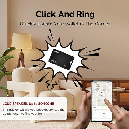 FFETT Wallet Tracker Card, 1 Pack IP68 Bluetooth GPS Smart Card Rechargeable Ultra Thin 0.07 inches Tracking Air tag Track Work by Apple Find My(iOS only) for Luggage, Passport,Wallet