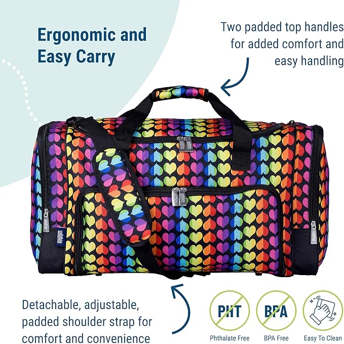 Wildkin Kids Weekender Duffel Bag – Carry-On Size for School, Travel, & Sleepovers