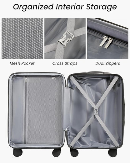 Carry On Luggage 22x14x9 Airline Approved, Hardside Suitcase with Wheels, TSA Approved, Tote Bag, Blue