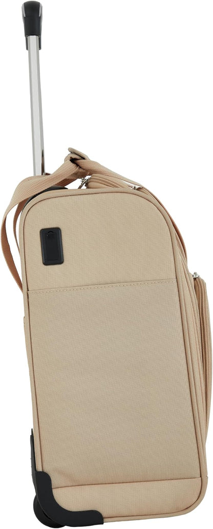 French Connection 16" Underseat Carry-On Luggage with USB/USB-C Ports, Toasted Almond