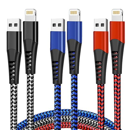 cugunu USB Lightning Cable 3 Pack 6FT iPhone Charger Apple MFi Certified Nylon Braided Fast Charging Cord Compatible with iPhone 14/13/12/11/X/Max/8/7/6/5/SE/Plus/iPad