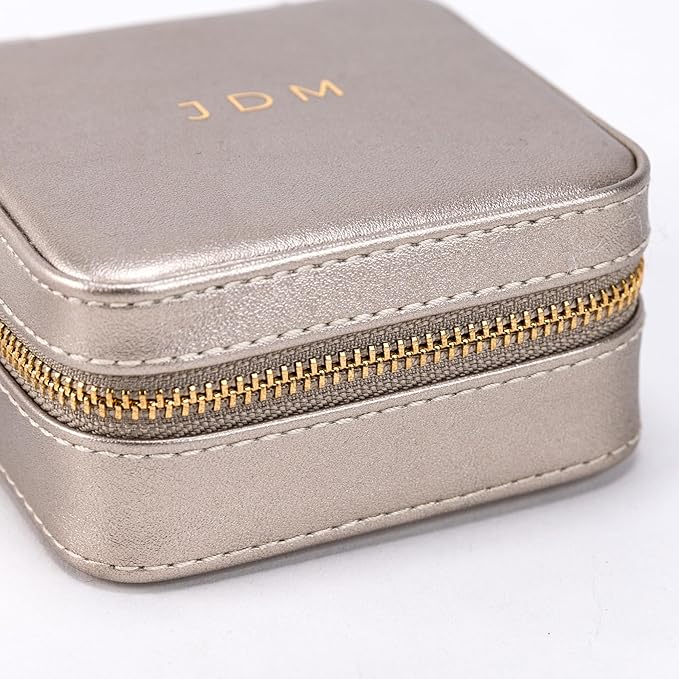Angelina's Palace Personalized Jewelry Case with Name Engraved,Custom Leather Travel Jewelry Organizer Box for Rings,Earrings,Necklaces,Birthday Bridesmaid Gift For Women