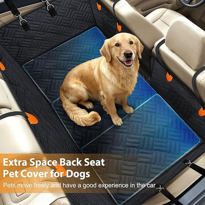 Hard Bottom Dog Car Seat Cover for Back Seat, Scratch-Resistant Heavy-Duty Extended Dog Car Seat Cover, Waterproof Car Hammock with Breathable Mesh (Black, Large)