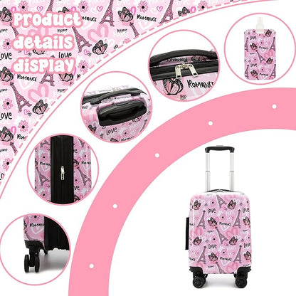 Kid's Luggage Set 16" Hardside Luggage with Spinner Wheels 2 Piece Suitcase Set Girls Carry on Toddler Travel Rolling Suitcase with Neck Pillow Airline Approved