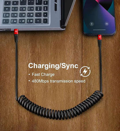 USB C Cable 3ft 2Pack USB C to USB C Charger Cable for Car, Coiled Type C Fast Charging Cable for iPhone 17/16/15/Plus/Pro/Pro Max/MacBook Pro 2020/iPad Pro 2020/iPad Air 4/Samsung Galaxy S23-Red