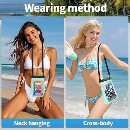 Large Waterproof Phone Pouch [with Sealing Strip], Cell Phone Dry Bag for iPhone Galaxy All Phones, Floating Water Proof Bag for Beach Water Park Green