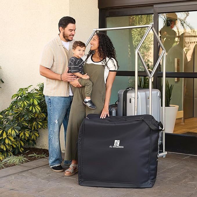 J.L. Childress Universal Stroller Travel Bag for Airplane - Fits Most Baby Strollers, Flying Essentials, Airport Accessories for Gate or Luggage Check, ID Card, AirTag Compatible - Small, Unpadded