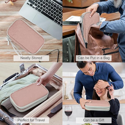 FYY Travel Cable Organizer Bag Pouch Electronic Accessories Carry Case Portable Waterproof Double Layers All-in-One Storage for Cable, Cord, Charger, Phone,-Pattern Pink(M)