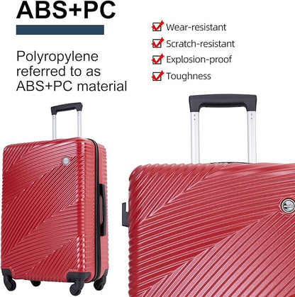 Travelhouse Luggage Sets, Expandable Hardside Suitcases 24in/28in, Carry on 20in,3 Piece Set Travel Luggages Clearance with Double Spinner Wheels TSA Lock Lightweight (RED)