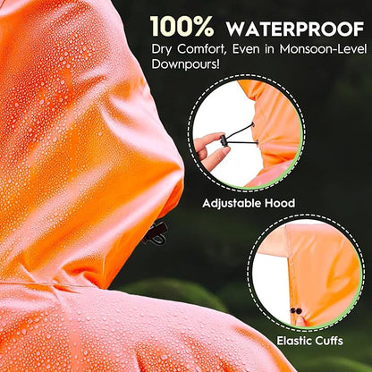 Bruvoalon 3-in-1 Rain Poncho with 1/4 Zip & Chest Pocket, Waterproof, Sunshade, Ground Mat for Adults & Youth Emergency