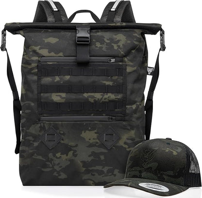 Xtreme Sight Line ~ AQUA RT Large Water-Proof Faraday Backpack/Midnight MultiCam Hat Combo ~ Tracking/Hacking Defense ~ Midnight MultiCam