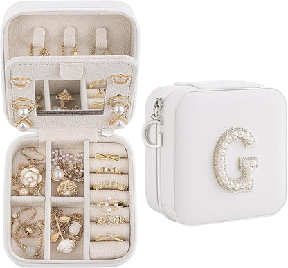 Birthday Gifts For Women, Initial Jewelry Box, Travel Jewelry Case, Gifts for Wife Girlfriend, Small Travel Jewelry Organizer, Gift for Girls, Graduation Gifts for Her, Bridesmaid Gifts