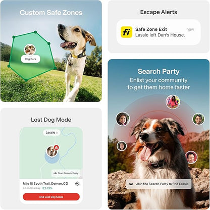 New Fi Series 3+ Smart Dog Tracker Collar [12 Month Membership Included] GPS Tracker for Dogs with Health & Behavior Monitoring, Escape Alerts, Waterproof, LED, Apple Watch Compatible (Gray, X-Large)