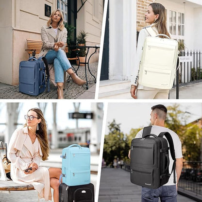 BALEINE Travel Backpack for Women Men, Large Sturdy Carry On Laptop Backpack Gifts for Business, Casual, Weekender, Hiking (Large, Light Blue)