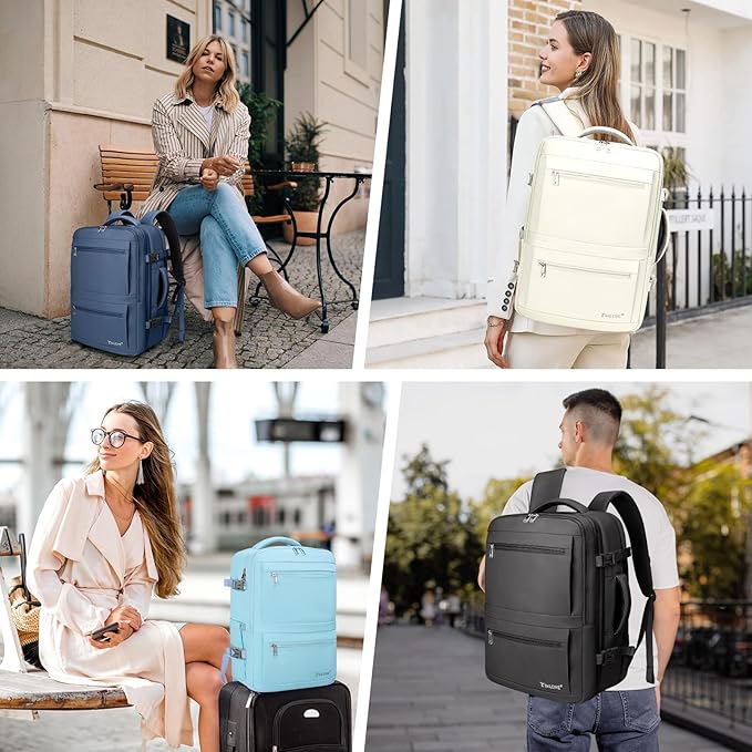 BALEINE Travel Backpack for Women Men, Large Sturdy Carry On Laptop Backpack Gifts for Business, Casual, Weekender, Hiking (XL, Light Blue)
