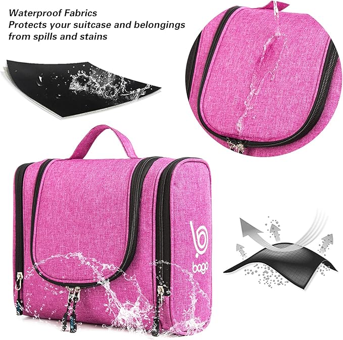 Bago Travel Toiletry Bag for Women and Men X-Large Waterproof Hanging Large Toiletry Bag for Bathroom and Travel Bag for Toiletries Organizer - Makeup Bag (SnowPink)