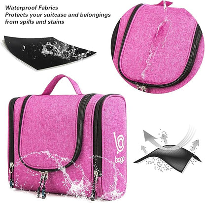 Bago Travel Toiletry Bag for Women and Men X-Large Waterproof Hanging Large Toiletry Bag for Bathroom and Travel Bag for Toiletries Organizer - Makeup Bag (SnowPink)