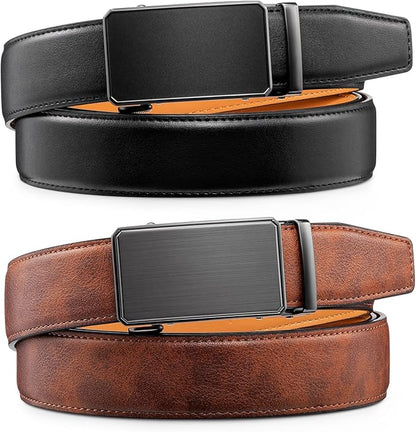 Zitahli Mens belt 2 Pack - Men Leather Belt Design for Work Business and Casual Golf Jeans-Men's Accessories Gifts for Men