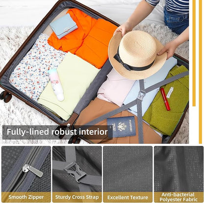 LARVENDER Luggage Sets 3 Piece, Hardside PP Carry On Suitcase with 360° Spinner Wheels TSA Lock Luggage Sets for Women, Maple
