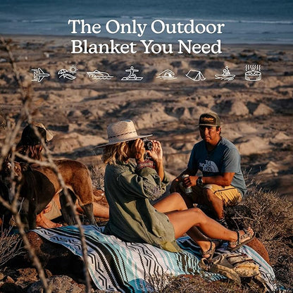 Nomadix Festival Blanket - Perfect for Picnics, Camping, & Lawn Seating - Plush Top & Water Resistant Base - Made with Post Consumer Recycled Materials - Barton Blue - 60x72