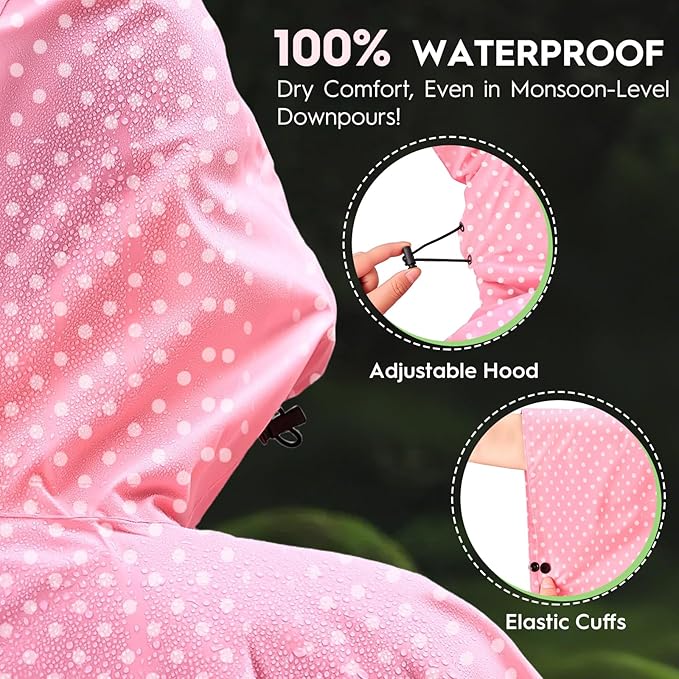 Bruvoalon 3-in-1 Rain Poncho with 1/4 Zip & Chest Pocket, Waterproof, Sunshade, Ground Mat for Adults & Youth Emergency