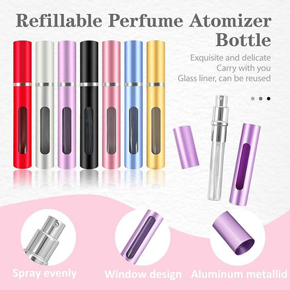 2 Pack Refillable Mini Perfume Atomizer Bottle，Portable Separate Bottles，Travel and Outings Spray Boxes Dispensers 5ml/0.2oz (Purple)
