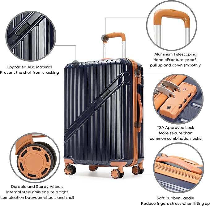 PRIMICIA GinzaTravel Luggage Sets 3-Piece Expandable Suitcases with Wheels PC+ABS Durable Hardside Luggage sets TSA lock