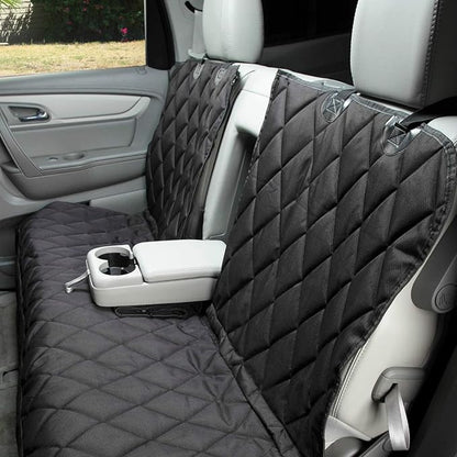 4Knines Dog Seat Cover for Back Seat, Heavy Duty Waterproof Rear Seat Protector for Small Trucks, SUVs, & Cars, Fits 60/40 Split Bench with Middle Seat Belt, Non-Slip Dog Backseat Cover (Regular, Tan)