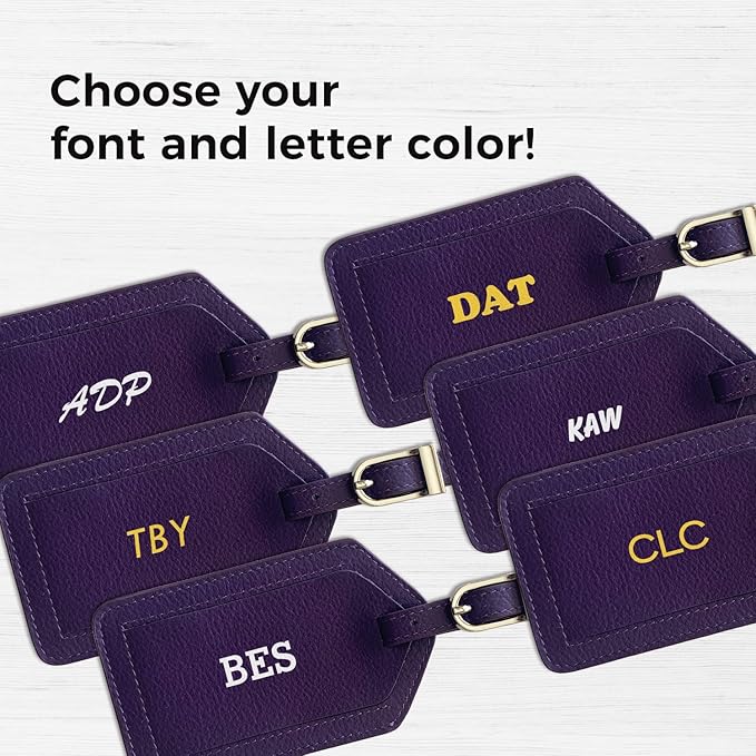 Personalized Monogrammed Leather Luggage Tags - 3 Pack